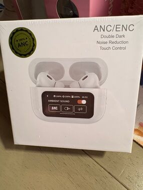 White ANC/ENC Wireless Earbuds with Charging Case
